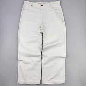 No Boundaries Double Knee Carpenter Jeans Mens 36 Cream Baggy Y2K Utility Skater